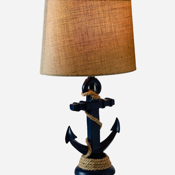 Table Lamp Blue Anchor Plug Lamp with Rope Nautical Beach Coastal Style - Picture 8 of 11
